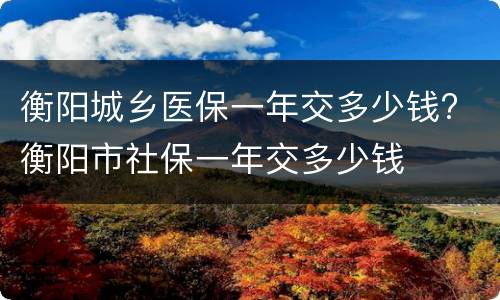 衡阳城乡医保一年交多少钱? 衡阳市社保一年交多少钱