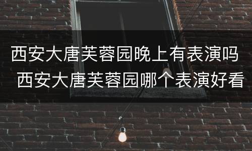 西安大唐芙蓉园晚上有表演吗 西安大唐芙蓉园哪个表演好看