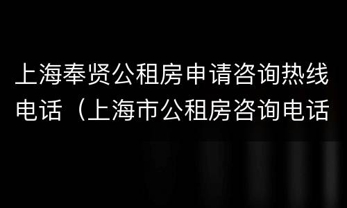 上海奉贤公租房申请咨询热线电话（上海市公租房咨询电话）