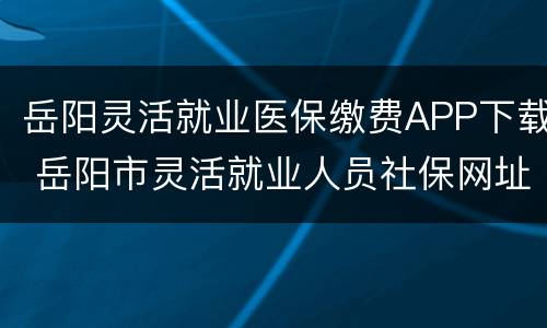 岳阳灵活就业医保缴费APP下载 岳阳市灵活就业人员社保网址
