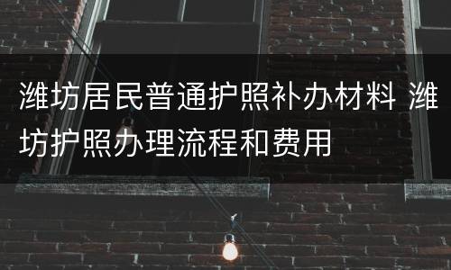 潍坊居民普通护照补办材料 潍坊护照办理流程和费用