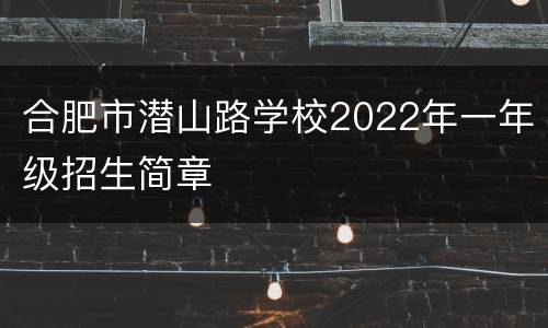 合肥市潜山路学校2022年一年级招生简章