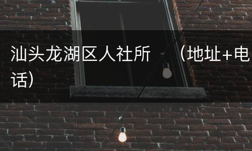 汕头龙湖区人社所（地址+电话）