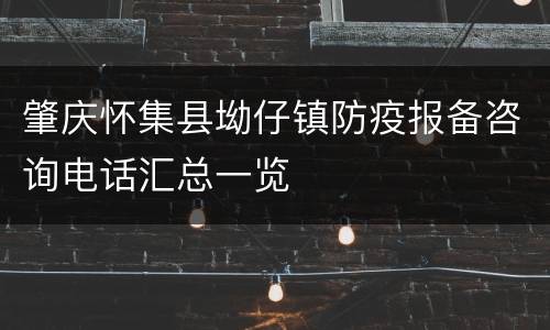 肇庆怀集县坳仔镇防疫报备咨询电话汇总一览