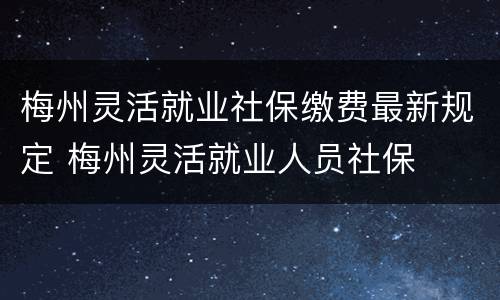 梅州灵活就业社保缴费最新规定 梅州灵活就业人员社保
