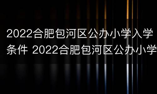 2022合肥包河区公办小学入学条件 2022合肥包河区公办小学入学条件是什么