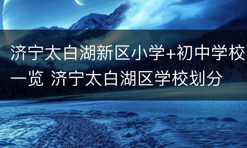 济宁太白湖新区小学+初中学校一览 济宁太白湖区学校划分