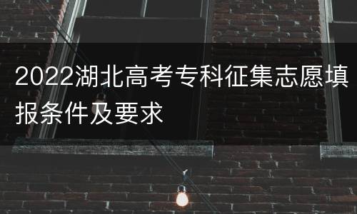 2022湖北高考专科征集志愿填报条件及要求