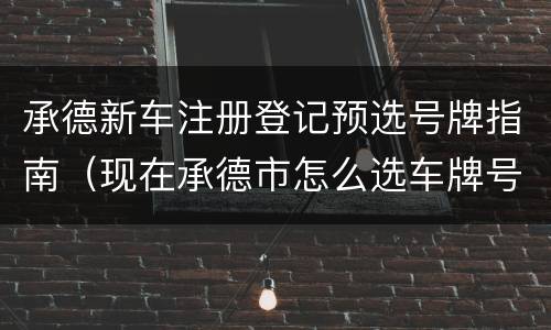 承德新车注册登记预选号牌指南（现在承德市怎么选车牌号）