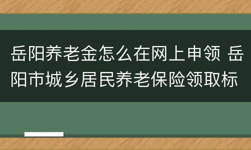岳阳养老金怎么在网上申领 岳阳市城乡居民养老保险领取标准