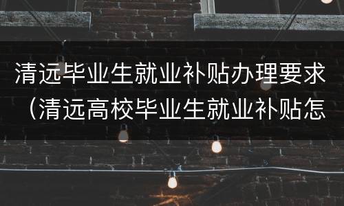 清远毕业生就业补贴办理要求（清远高校毕业生就业补贴怎么申请）