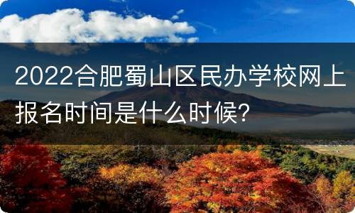2022合肥蜀山区民办学校网上报名时间是什么时候？