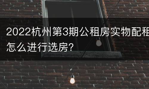 2022杭州第3期公租房实物配租怎么进行选房？