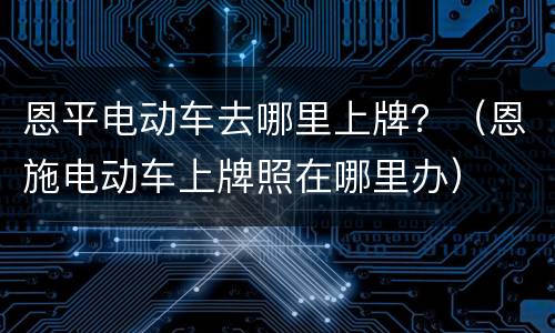 恩平电动车去哪里上牌？（恩施电动车上牌照在哪里办）