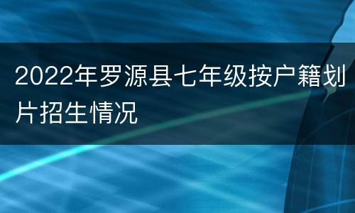 2022年罗源县七年级按户籍划片招生情况