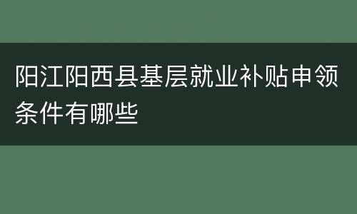 阳江阳西县基层就业补贴申领条件有哪些