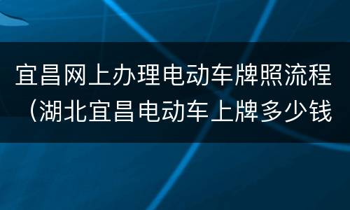 宜昌网上办理电动车牌照流程（湖北宜昌电动车上牌多少钱）