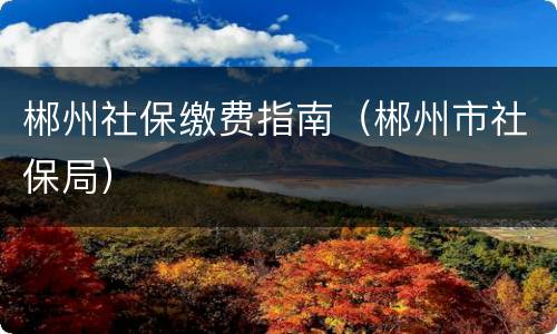 郴州社保缴费指南（郴州市社保局）