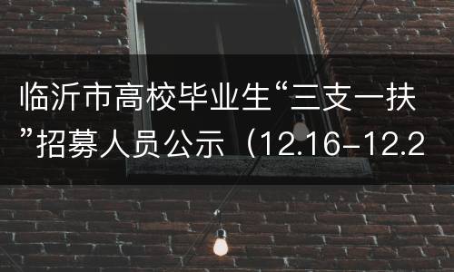 临沂市高校毕业生“三支一扶”招募人员公示（12.16-12.22）