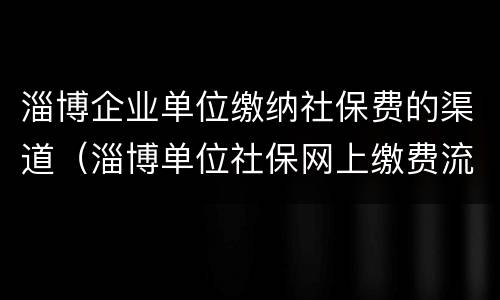 淄博企业单位缴纳社保费的渠道（淄博单位社保网上缴费流程）