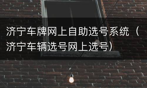 济宁车牌网上自助选号系统（济宁车辆选号网上选号）