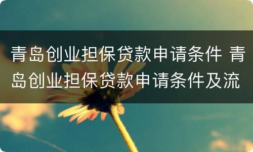 青岛创业担保贷款申请条件 青岛创业担保贷款申请条件及流程