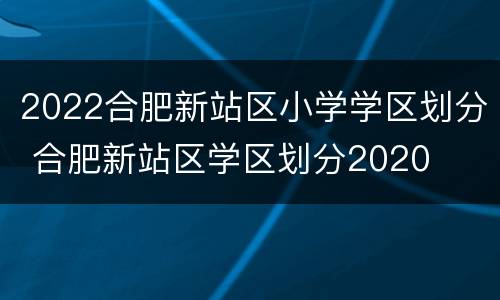 2022合肥新站区小学学区划分 合肥新站区学区划分2020