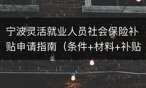 宁波灵活就业人员社会保险补贴申请指南（条件+材料+补贴标准）