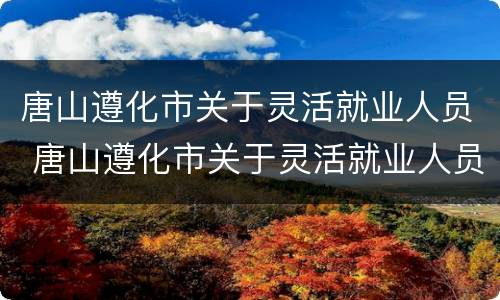唐山遵化市关于灵活就业人员 唐山遵化市关于灵活就业人员的政策