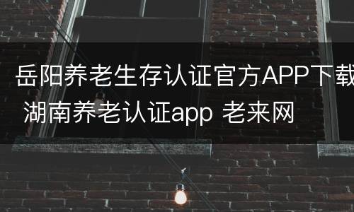 岳阳养老生存认证官方APP下载 湖南养老认证app 老来网