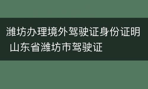 潍坊办理境外驾驶证身份证明 山东省潍坊市驾驶证