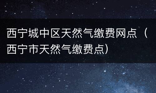 西宁城中区天然气缴费网点（西宁市天然气缴费点）