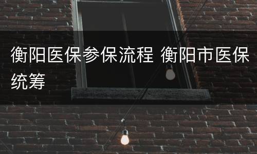 衡阳医保参保流程 衡阳市医保统筹
