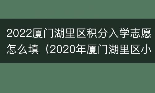 2022厦门湖里区积分入学志愿怎么填（2020年厦门湖里区小学积分招收多少人）