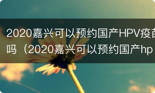 2020嘉兴可以预约国产HPV疫苗吗（2020嘉兴可以预约国产hpv疫苗吗多少钱）