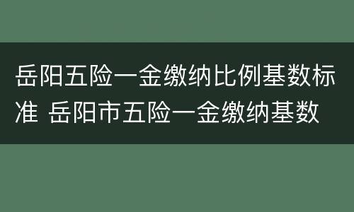 岳阳五险一金缴纳比例基数标准 岳阳市五险一金缴纳基数