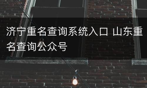 济宁重名查询系统入口 山东重名查询公众号