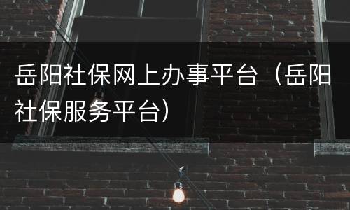 岳阳社保网上办事平台（岳阳社保服务平台）