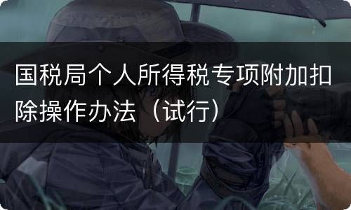国税局个人所得税专项附加扣除操作办法（试行）