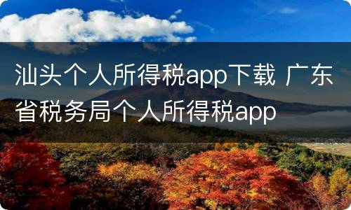 汕头个人所得税app下载 广东省税务局个人所得税app
