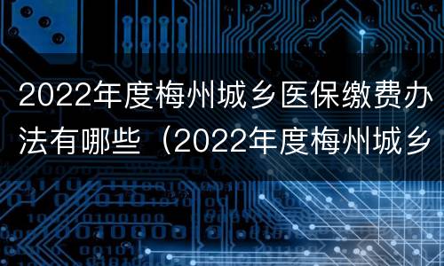 2022年度梅州城乡医保缴费办法有哪些（2022年度梅州城乡医保缴费办法有哪些规定）