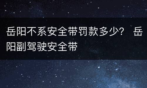岳阳不系安全带罚款多少？ 岳阳副驾驶安全带