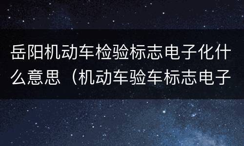 岳阳机动车检验标志电子化什么意思（机动车验车标志电子化）