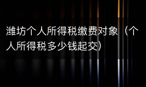 潍坊个人所得税缴费对象（个人所得税多少钱起交）
