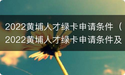 2022黄埔人才绿卡申请条件（2022黄埔人才绿卡申请条件及流程）