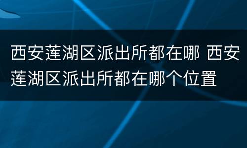 西安莲湖区派出所都在哪 西安莲湖区派出所都在哪个位置