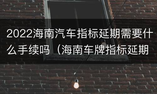 2022海南汽车指标延期需要什么手续吗（海南车牌指标延期怎么办理）