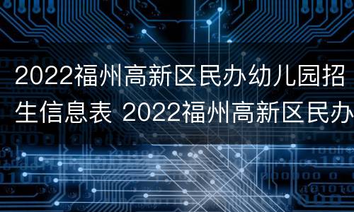 2022福州高新区民办幼儿园招生信息表 2022福州高新区民办幼儿园招生信息表格