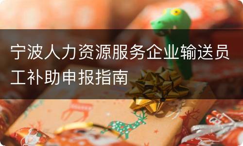 宁波人力资源服务企业输送员工补助申报指南