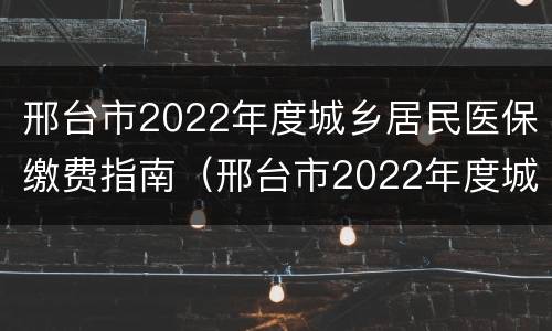 邢台市2022年度城乡居民医保缴费指南（邢台市2022年度城乡居民医保缴费指南电话）